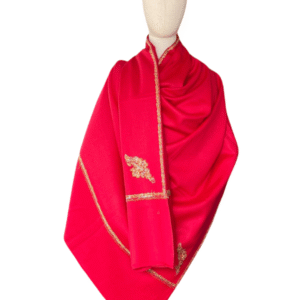 Laal-Sitara – Red Pashmina Shawl with Subtle Gold Motifs